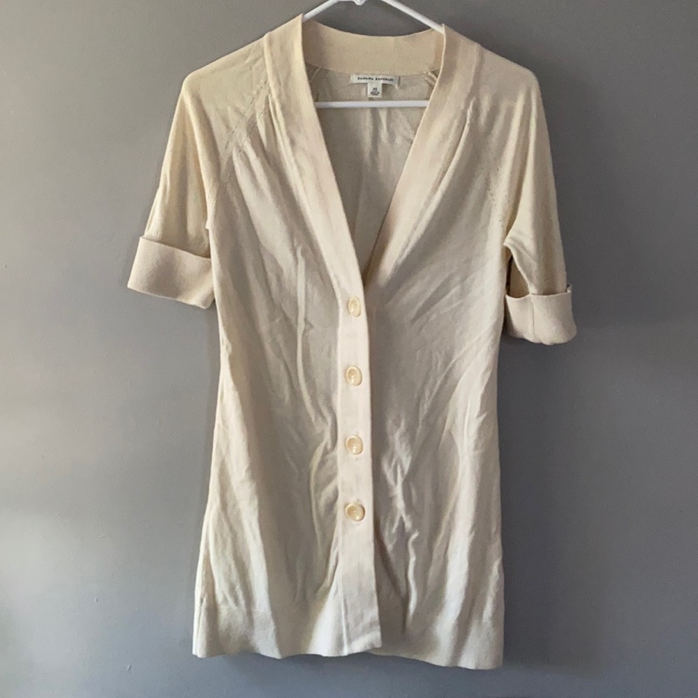 Short sleeve, long style cardigan